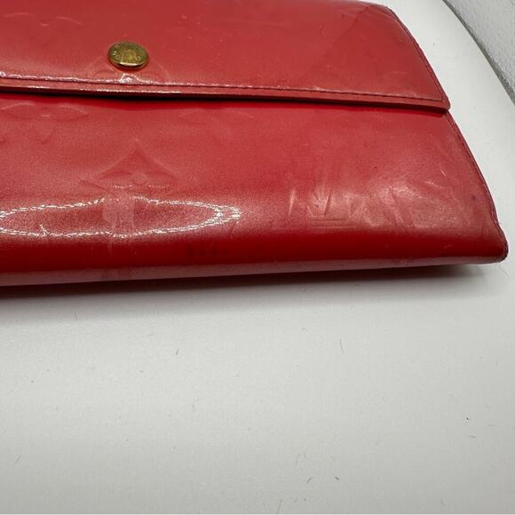 Louis Vuitton Monogram Vernis Porte Feuille Sarah Long Bifold Wallet Red 7.5 x 4 - Picture 5 of 14